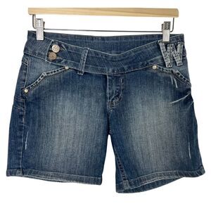 Blue Denim Mid Thigh 6a OZI Brazilian Jean Shorts Low Rise Size: 42 - US Size 6